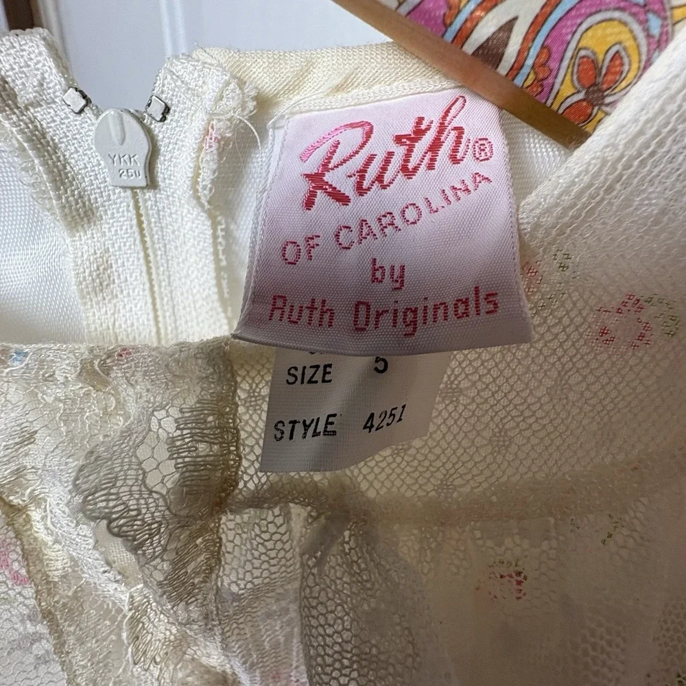 Ruth Of Carolina Dress Sz 5 VTG Lacy Prairie Style Lined Floral L - Picture 10 of 16